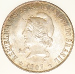 Moeda do Brasil: 2000 Réis 1907 - Flor de Cunho - Prata 