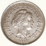 Moeda do Brasil: 1000 Réis 1913 - Estrelas Ligadas - Flor de Cunho - Prata 