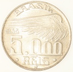 Moeda do Brasil:  5000 Réis 1938 - Flor de Cunho - Prata 