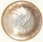 Moeda do Brasil: 20 Cruzeiros 1972 - Flor de Cunho - Prata 