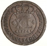 Moeda do Brasil: XL Réis1774 - Reverso com ponto - MBC - Cobre 
