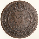 Moeda do Brasil: XL Réis 1786 - Coroa Baixa - MBC - Cobre