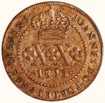 Moeda do Brasil: XX Réis 1815 Rio - Verniz  - Cobre