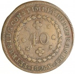 Moeda do Brasil: 40 Réis 1826 Rio - Soberba  - Cobre
