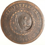 Moeda do Brasil: 40 Réis 1827 Rio - Carimbo Piratini - A avaliar se o carimbo é autentico, considerar isso ao lançar, não aceitaremos devolução! - Cobre