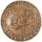 Moeda do Brasil: XL Réis 1816 Bahia - Com carimbo de 20 - Cobre