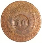 Moeda do Brasil: 40 Réis 1830 Goiás - Com carimbo de 10 - Cobre