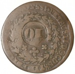 Moeda do Brasil: 40 Réis 1833 Goiás Petrus ll - Com carimbo de 10 - Cobre