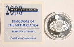Moeda da Holanda: 10 Gulden 2000 - Prata .800 - 33mm - 15 Gramas - Flor de Cunho Excepcional - Prata 