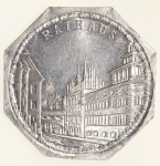 Moedas da Alemanha: Moeda de 20 Pfennige usadas nos Trams e Bondes da época de alta inflacao de 1917 a 1923 (Notgeld) - RATHAUS  - Alumínio