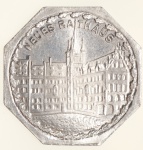Moedas da Alemanha: Moeda de 20 Pfennige usadas nos Trams e Bondes da época de alta inflacao de 1917 a 1923 (Notgeld) - NEUES RATHAUS  - Alumínio