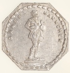 Moedas da Alemanha: Moeda de 20 Pfennige usadas nos Trams e Bondes da época de alta inflacao de 1917 a 1923 (Notgeld) - GANSE MANNCHEN  - Alumínio