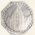 Moedas da Alemanha: Moeda de 20 Pfennige usadas nos Trams e Bondes da época de alta inflacao de 1917 a 1923 (Notgeld) - TOPPLER HAUS  - Alumínio
