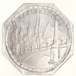 Moedas da Alemanha: Moeda de 20 Pfennige usadas nos Trams e Bondes da época de alta inflacao de 1917 a 1923 (Notgeld) - KARLSBRUCKF  - Alumínio