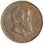 Moeda do Brasil: 10 Réis 1869 - Com ponto - Flor de Cunho 