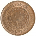 Moeda do Brasil: 40 Réis 1897 - Flor de Cunho - Bronze