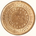 Moeda do Brasil: 40 Réis 1901 - Flor de Cunho - Maravilhosa - Bronze