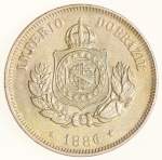 Moeda do Brasil: 50 Réis 1886 - Flor de Cunho - Niquel