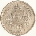 Moeda do Brasil: 100 Réis 1887 - Soberba / Flor de Cunho  - Niquel