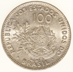 Moeda do Brasil: 100 Réis 1901 - Flor de Cunho 