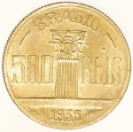 Moeda do Brasil: 500 Réis 1935 - feijó - Flor de Cunho 