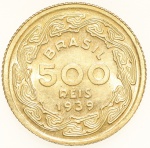 Moeda do Brasil: 500 Réis 1939 - Flor de Cunho Excepcional