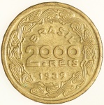 Moeda do Brasil: 2000 Réis 1939 - Flor de Cunho 