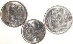 Moeda do Brasil: Lote contendo 3 Moedas Flor de Cunho: 10 Centavos 1977, 20 Centavos 1978 e 50 centavos 1978