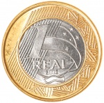 Moeda do Brasil: 1 Real 2005 - Banco Central 40 anos - Flor de Cunho