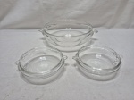 Lote de 3 bowls, travessas redondas em vidro incolor. Medindo o maior 21cm x 7cm de altura.