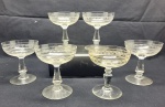 DEMI CRISTAL - Lote de 6 taças, lapidadas, estilo Saint Louis. Alt. 11 cm.