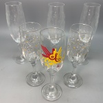 DEMI CRISTAL - Lote de 6 taças diversas, sendo 3 acidadas, 2 de ano novo e 1 pintada. Med. 22 cm e 19 cm.