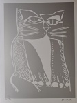 Aldemir Martins, Gato Prateado, gravura, tiragem 36/100, Edição Póstuma, 70x50cm, sem moldura