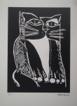 Aldemir Martins, Gato Preto, gravura, tiragem PE, 70x50cm, Edição Póstuma, sem moldura