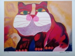 Aldemir Martins, Gato Vermelho, gravura, tiragem 28/120, 50x70cm, sem moldura, Edição Póstuma