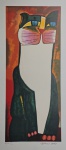 Aldemir Martins, Gato Verde, gravura, tiragem 39/120, 79x35cm, Edição Póstuma, sem moldura
