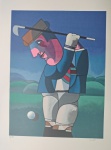 Inos Corradin, Golfista, gravura, tiragem 48/100, 70x50cm, sem moldura, Assinatura Serigrafada