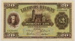Numismática, LITHUANIA. Uma Cédula 20 Litu Flor de Estampa
