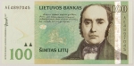 Numismática, LITHUANIA. Uma Cédula 100 Litu 2007 Flor de Estampa