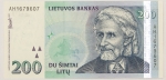 Numismática, LITHUANIA. Uma Cédula 200 Litu 1997 Flor de Estampa