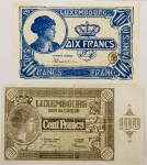 Numismática, LUXEMBOURG. Duas Réplicas de Cédulas Raras P-34 e P-36
