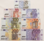 Numismática, EUROPA. Sete Reproduções de Cédulas da Reis Euro Systems 