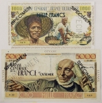 Numismática, INTERNACIONAL. Duas Réplicas de Cédulas Raras com Etiqueta de Classificação