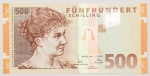 Numismática, ÁUSTRIA. Uma Cédula P-154 500 Schilling 1997 Flor de Estampa 