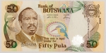 Numismática, BOTSWANA. Uma Cédula P-28 50 Pula 2006 Flor de Estampa