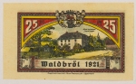 Numismática, NOTGELD. Uma Cédula Waldbröt 25 Pfennig 1921