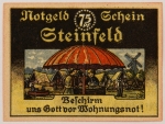 Numismática, NOTGELD. Uma Cédula Steinfeld 75 Pfennig 1920