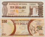 Numismática, GUYANA. Duas Cédulas Flor de Estampa