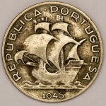 Numismática, PORTUGAL. Uma Moeda 2,50 Escudos 1946
