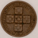 Numismática, PORTUGAL. Uma Moeda XX Centavos 1953